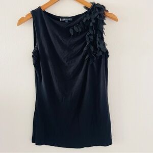 Anne Klein Black Sleeveless Blouse With Feather Petal Like Detail